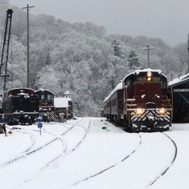 a train covered in snow