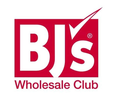 Logo of BJ's Wholesale Club with a red background and white text.