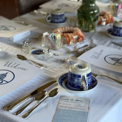 Family gathering in B&O Private Car #98 during the Tennessee Valley Railroad’s holiday dinner ride.