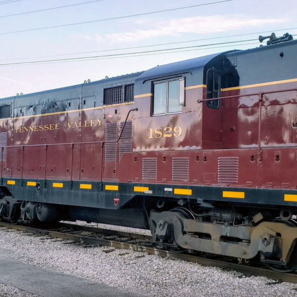Tennessee Valley Railroad Museum in Chattanooga, featuring TVRM 1829 & 1824 Diesel Engines, showcasing the diversity of the museum's locomotive collection.