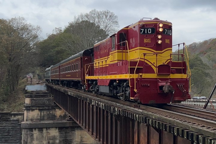 a train on a steel track