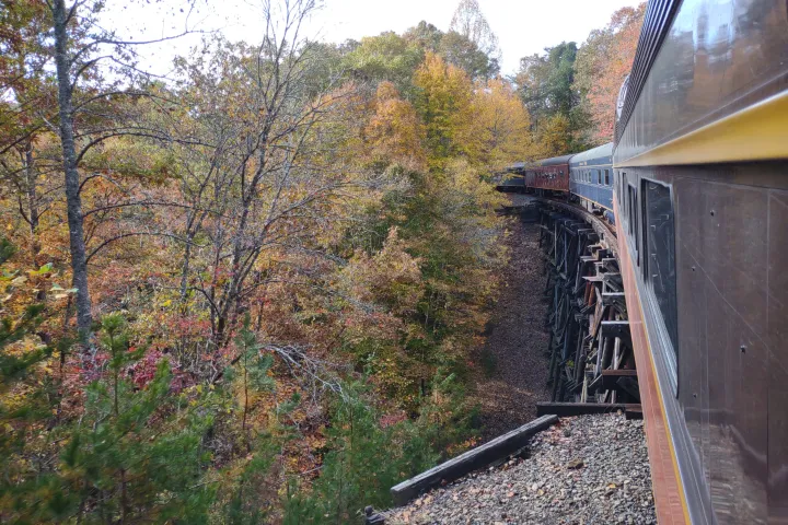 a train traveling over a bridge