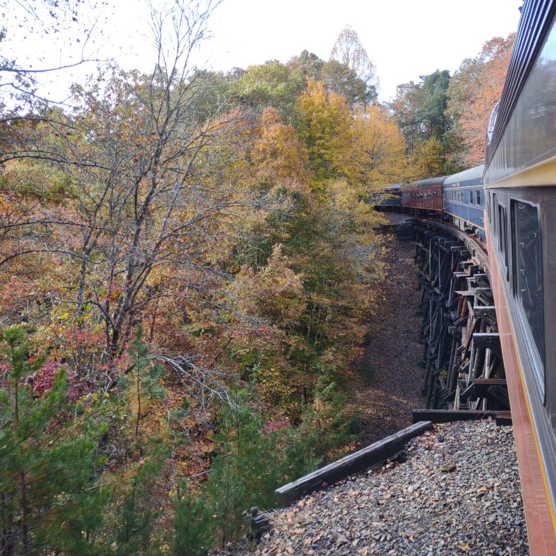 a train traveling over a bridge