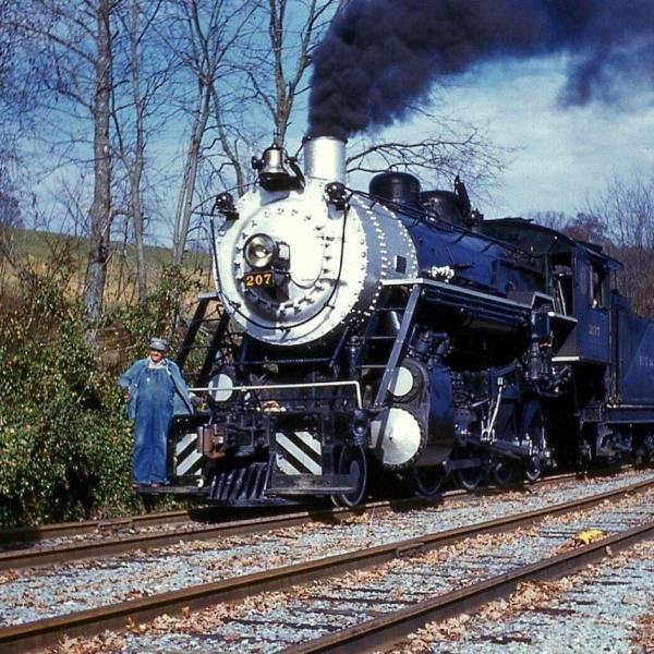 The East Tennessee & Western North Carolina Railroad 207 locomotive was a powerful workhorse for the route between Johnson City and Elizabethton. Its two eight-cylinder Consolidation engines could handle any freight that came its way.