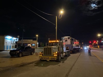 a truck on a city street