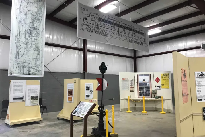 a room that has a sign on the side of a building