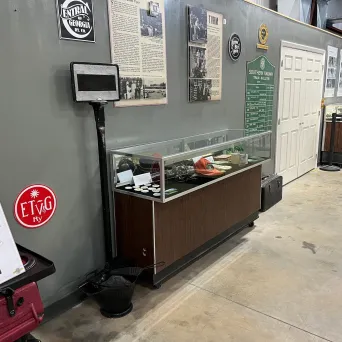 a room that has a sign on the side of a building