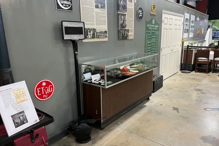 a room that has a sign on the side of a building