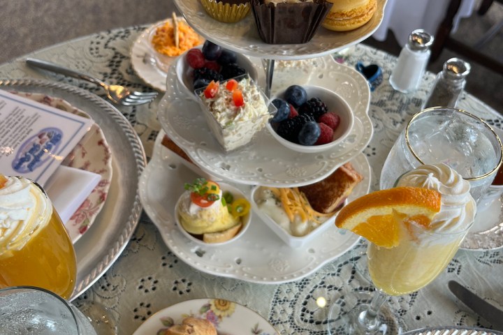 a table topped with plates of food on a plate