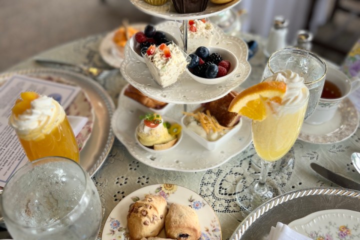 a table topped with plates of food on a plate