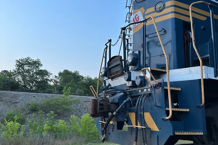 a train on a steel track