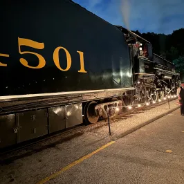 a sign on the side of a train