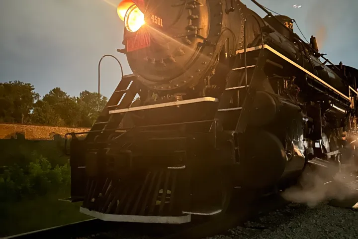 a train on a steel track