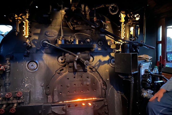 a large ship in the background