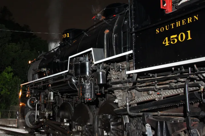 a train on a steel track