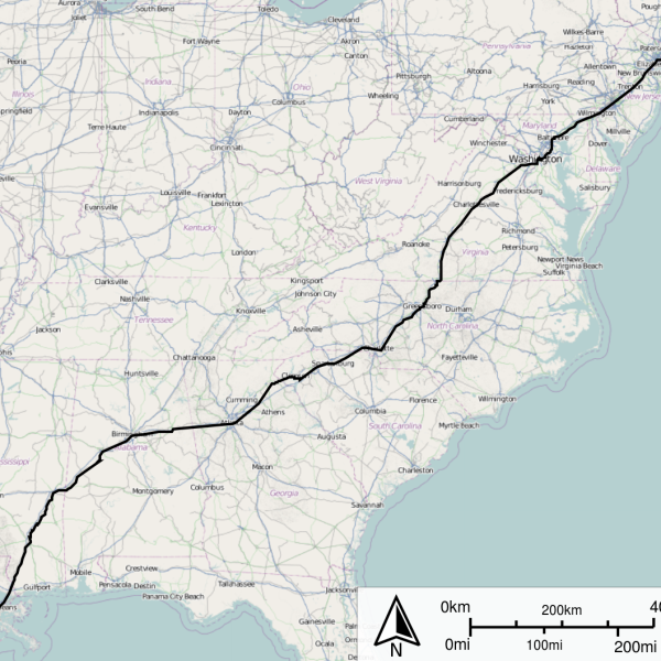 Southern Crescent Route Map