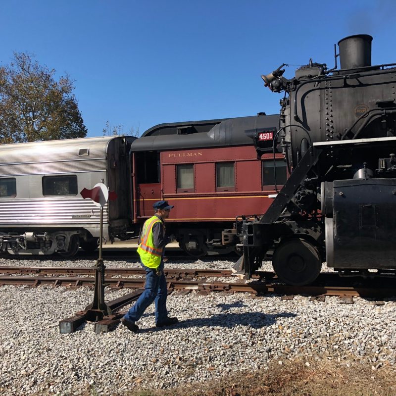 a train on a steel track