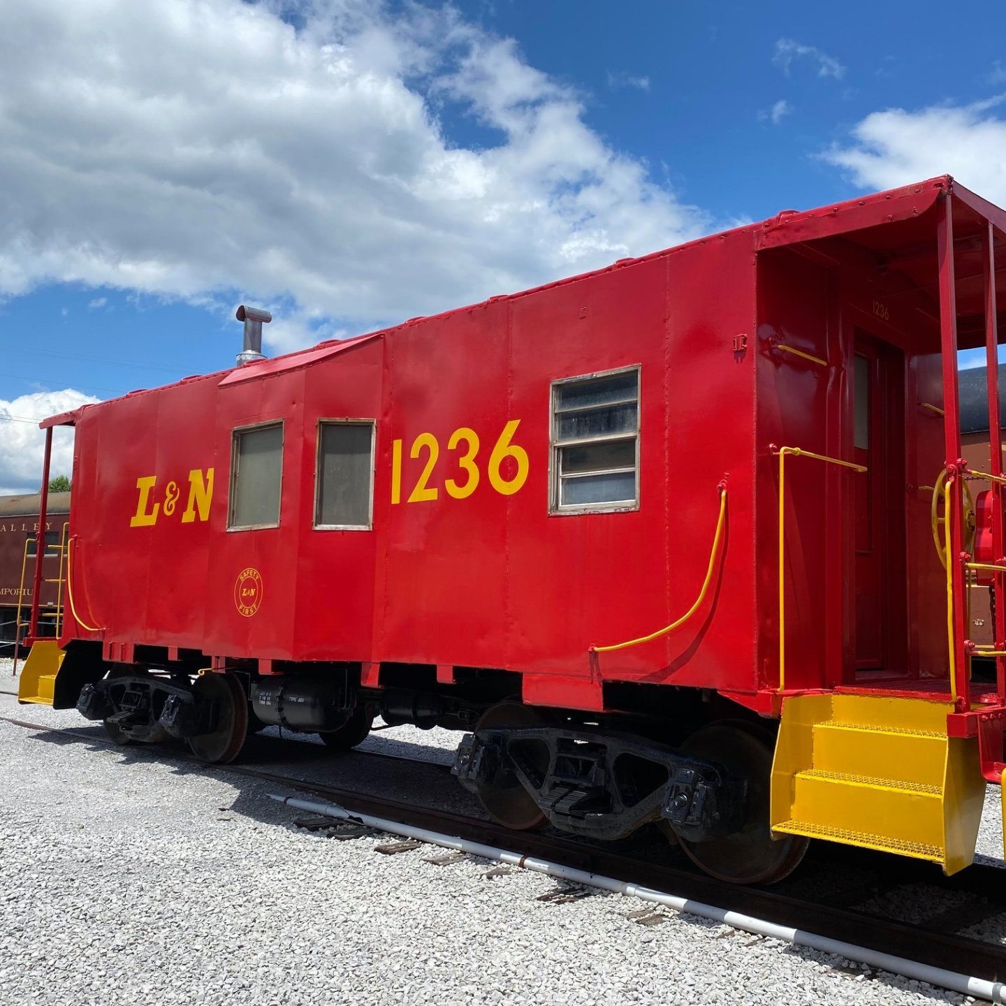 Historic Louisville & Nashville 1236 caboose, built in 1963, on display at Grand Junction.