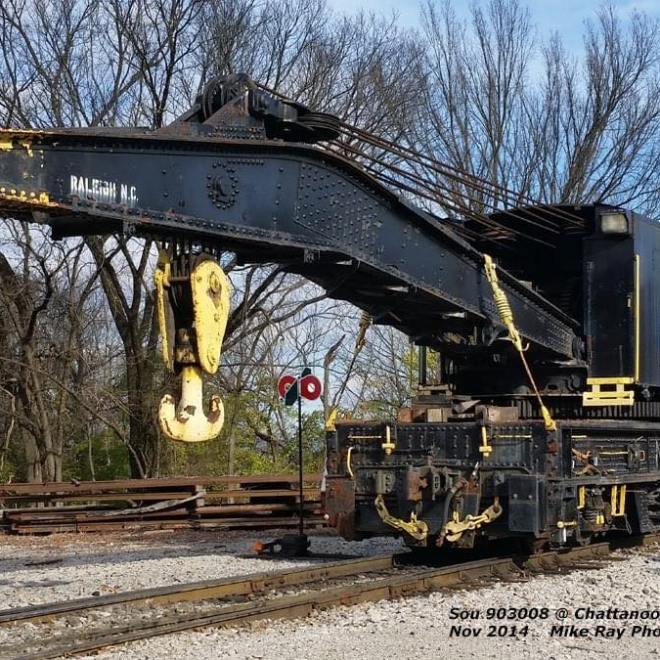 Vintage Southern Railway 903008 wreck crane, built in 1917, on display at East Chattanooga.