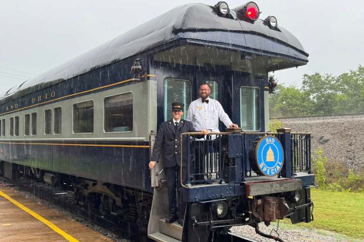The restored 98 at its rechristening ceremony. TVRM is ready to share this iconic railcar with you.