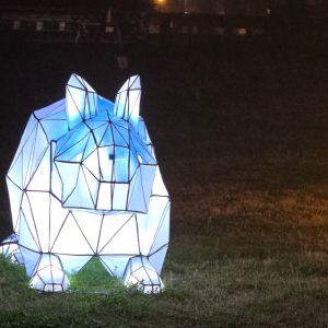 Illuminated polar bear lantern display at the SeaLight Festival in Chattanooga