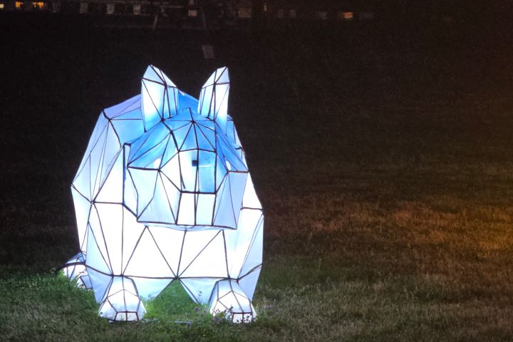 Illuminated polar bear lantern display at the SeaLight Festival in Chattanooga